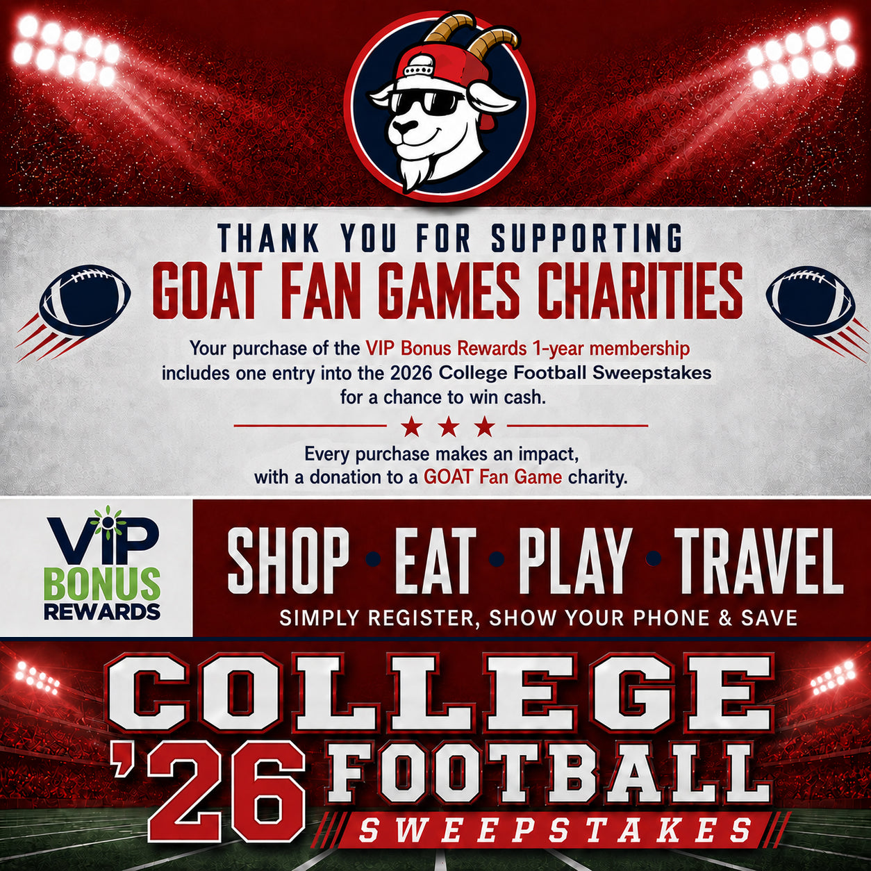 College Football - VIP Bonus Rewards Membership