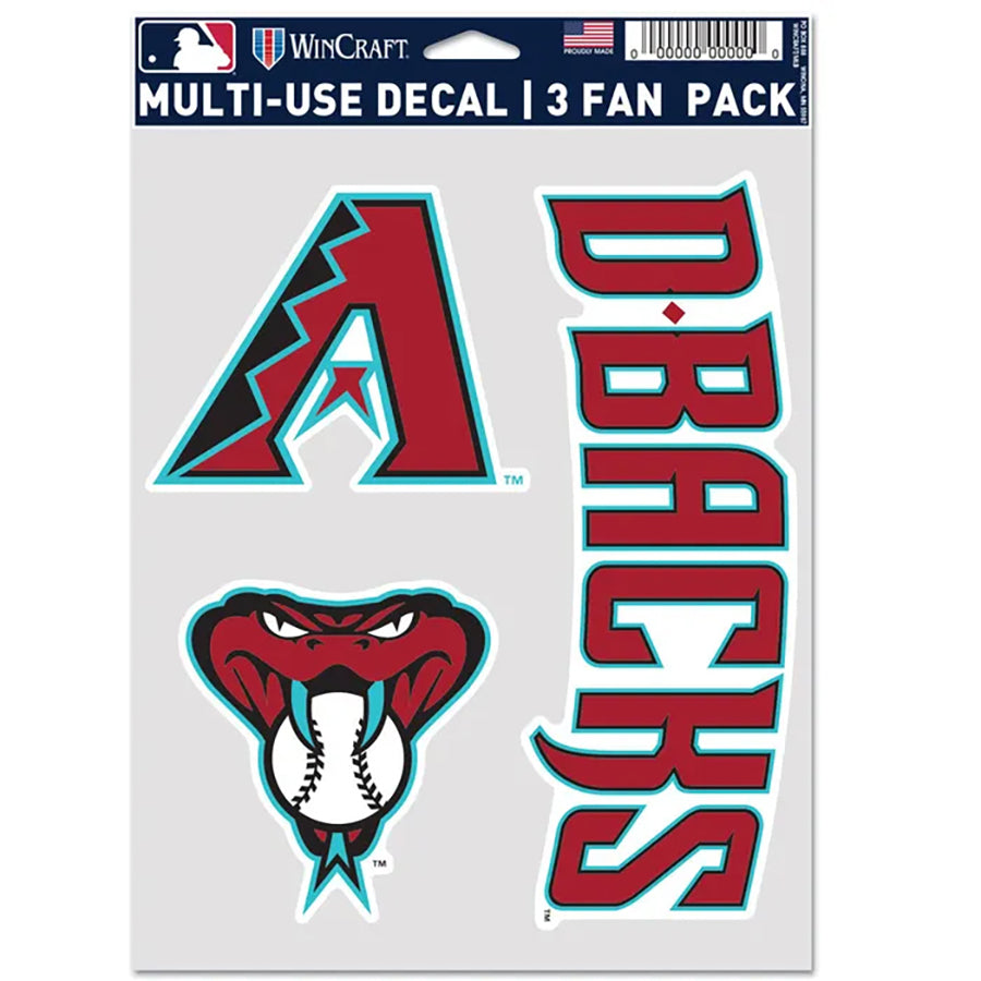 Arizona Diamondbacks Multi Use Decal | 3 Fan-Pack