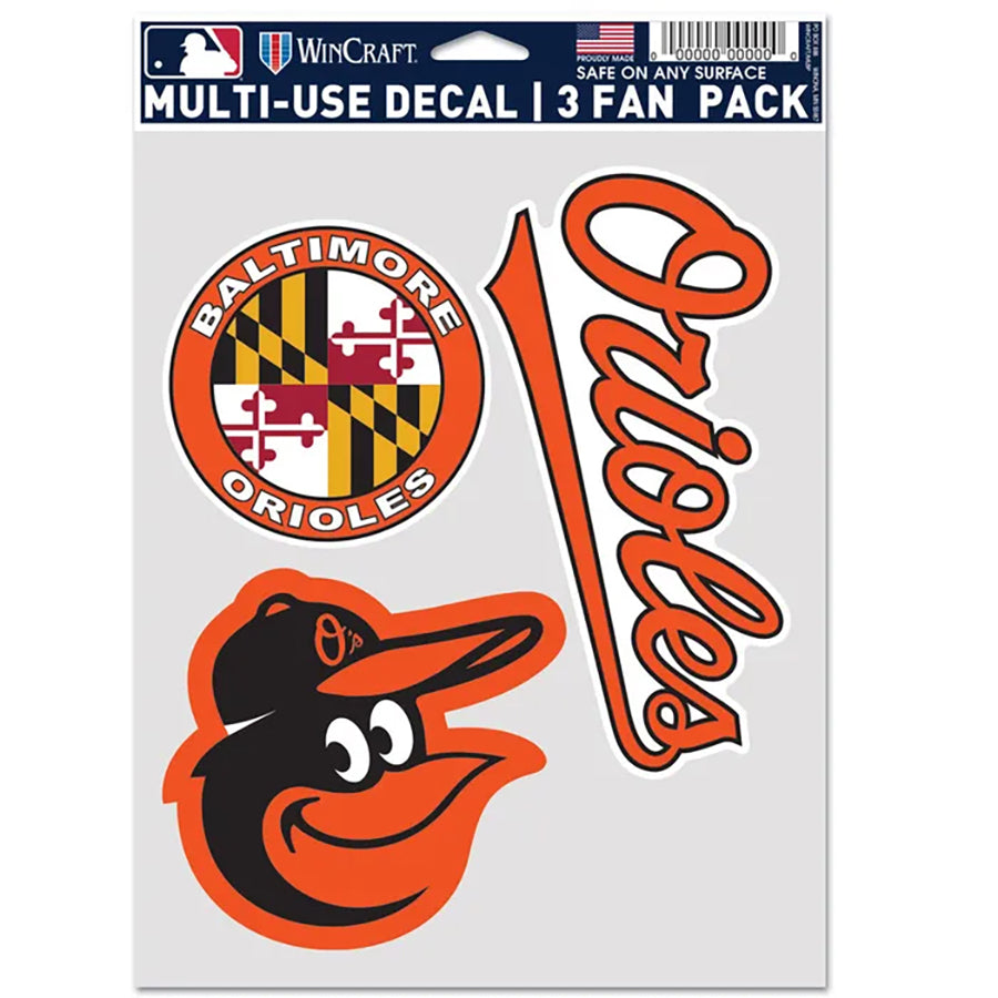Baltimore Orioles Multi Use Decal | 3 Fan-Pack