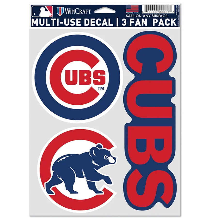 Chicago Cubs Multi Use Decal | 3 Fan-Pack