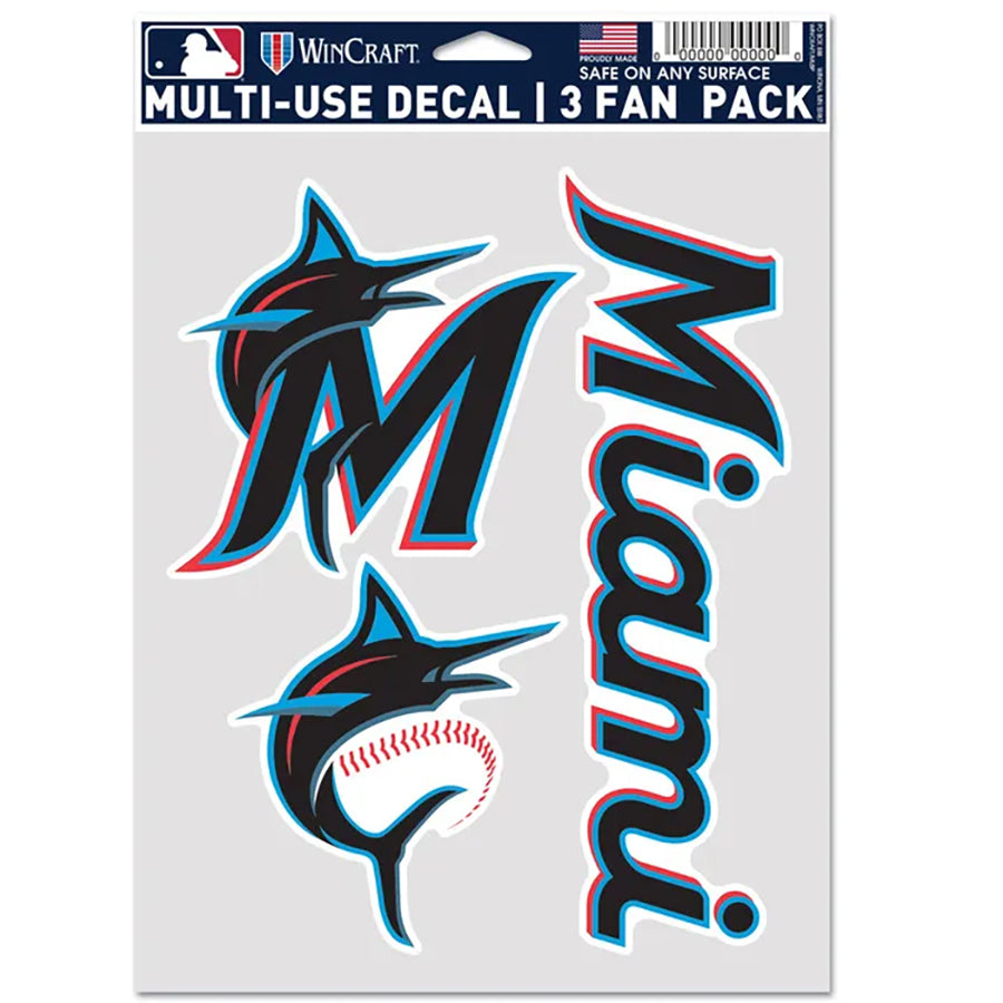 Miami Marlins Multi Use Decal | 3 Fan-Pack