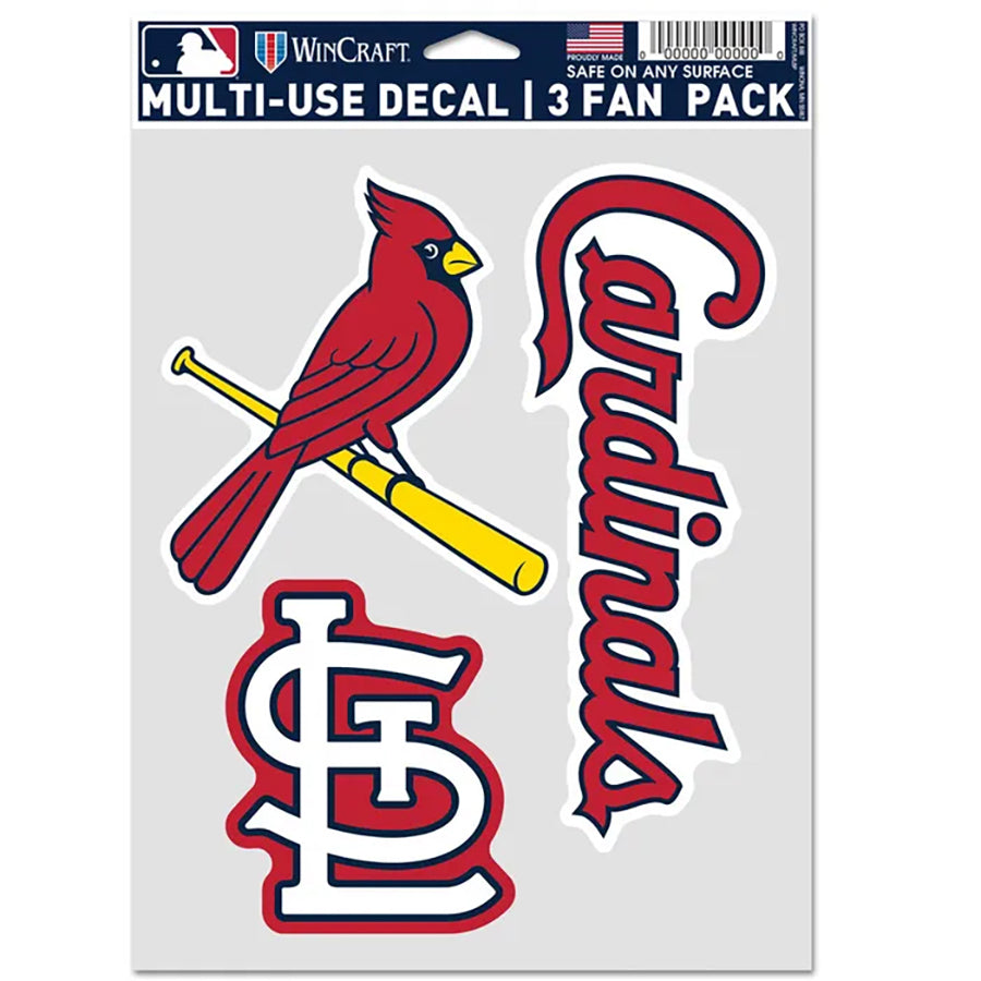 St Louis Cardinals Multi Use Decal | 3 Fan-Pack