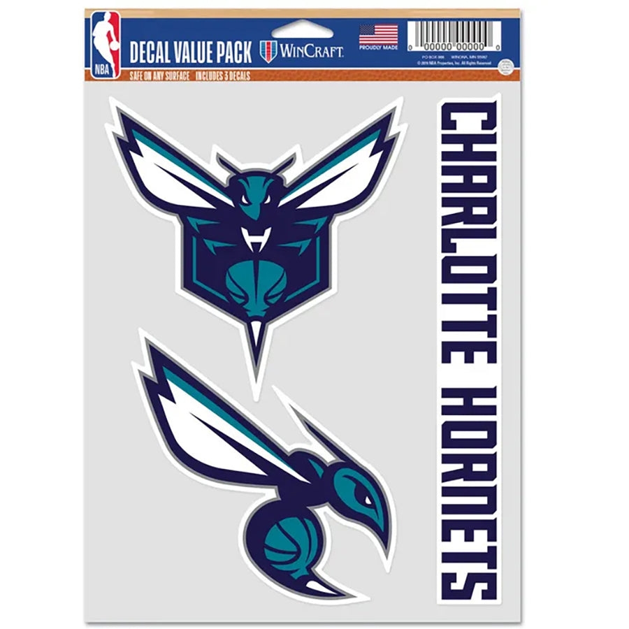 Charlotte Hornets Multi Use Decal | 3 Fan-Pack