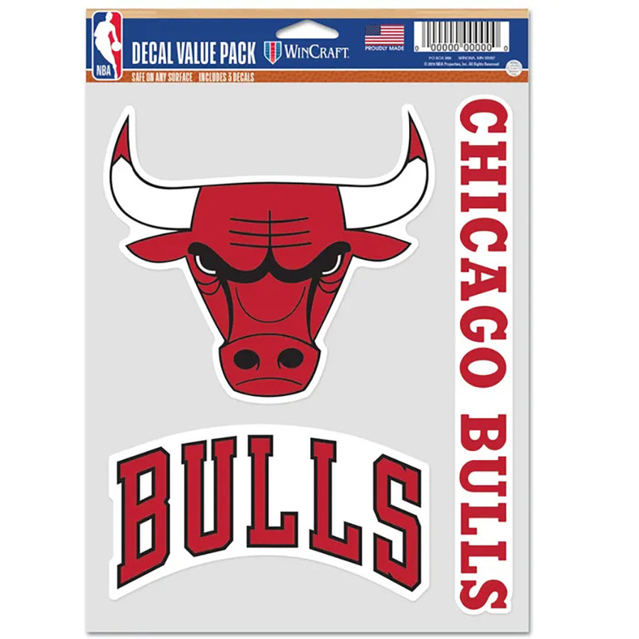 Chicago Bulls Multi Use Decal | 3 Fan-Pack