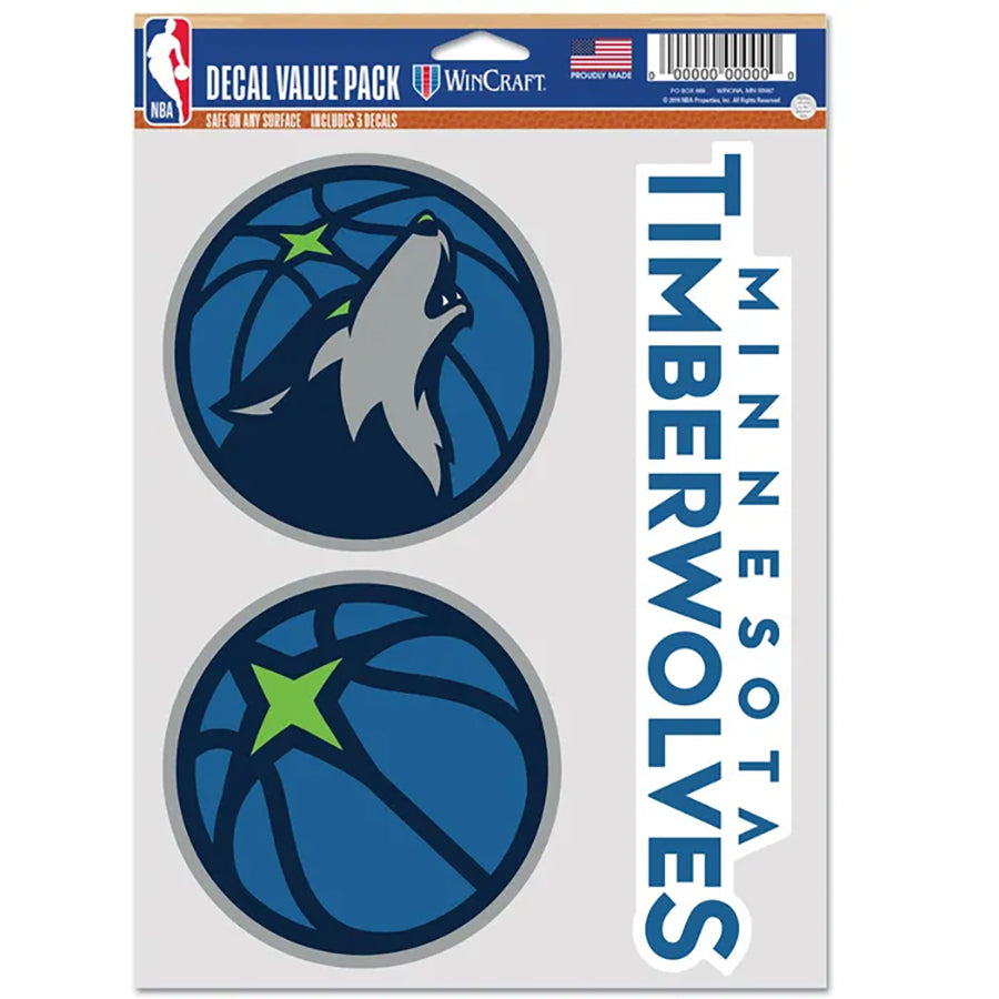 Minnesota Timberwolves Multi Use Decal | 3 Fan-Pack