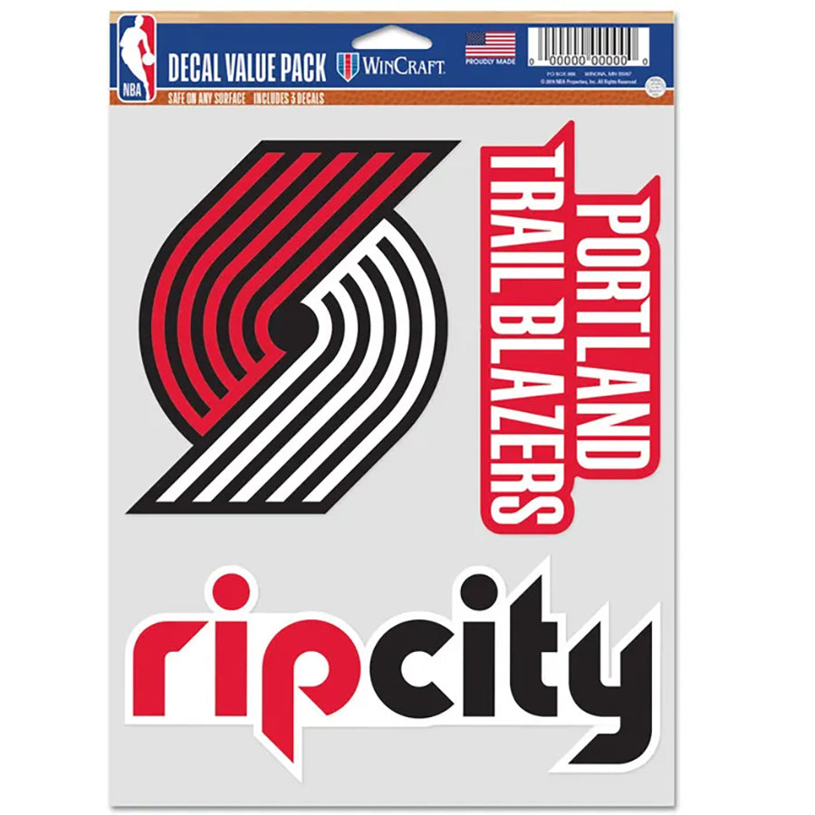 Portland Trail Blazers Multi Use Decal | 3 Fan-Pack