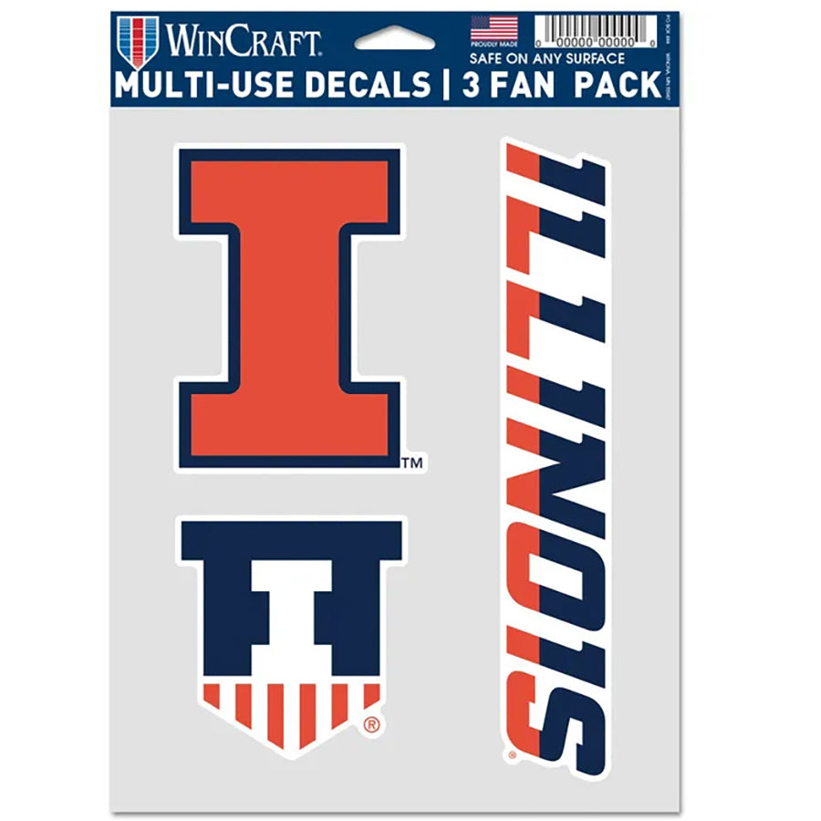 University of Illinois Multi Use Decal | 3 Fan-Pack