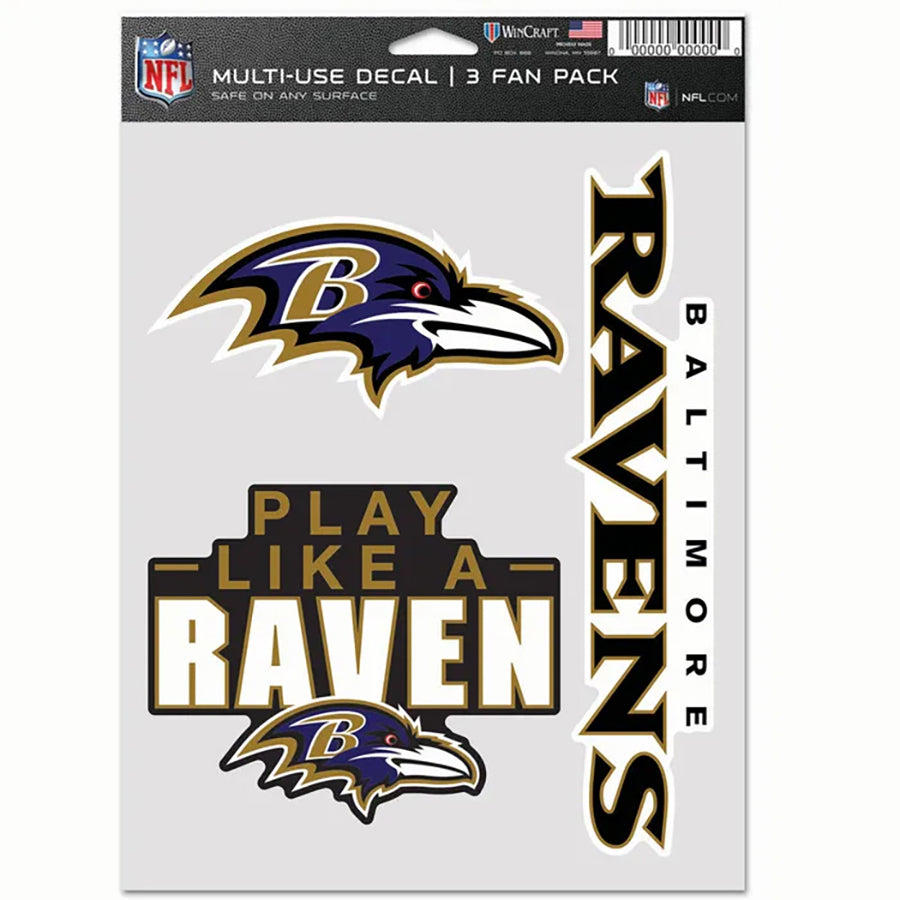 Baltimore Ravens Multi Use Decal | 3 Fan-Pack