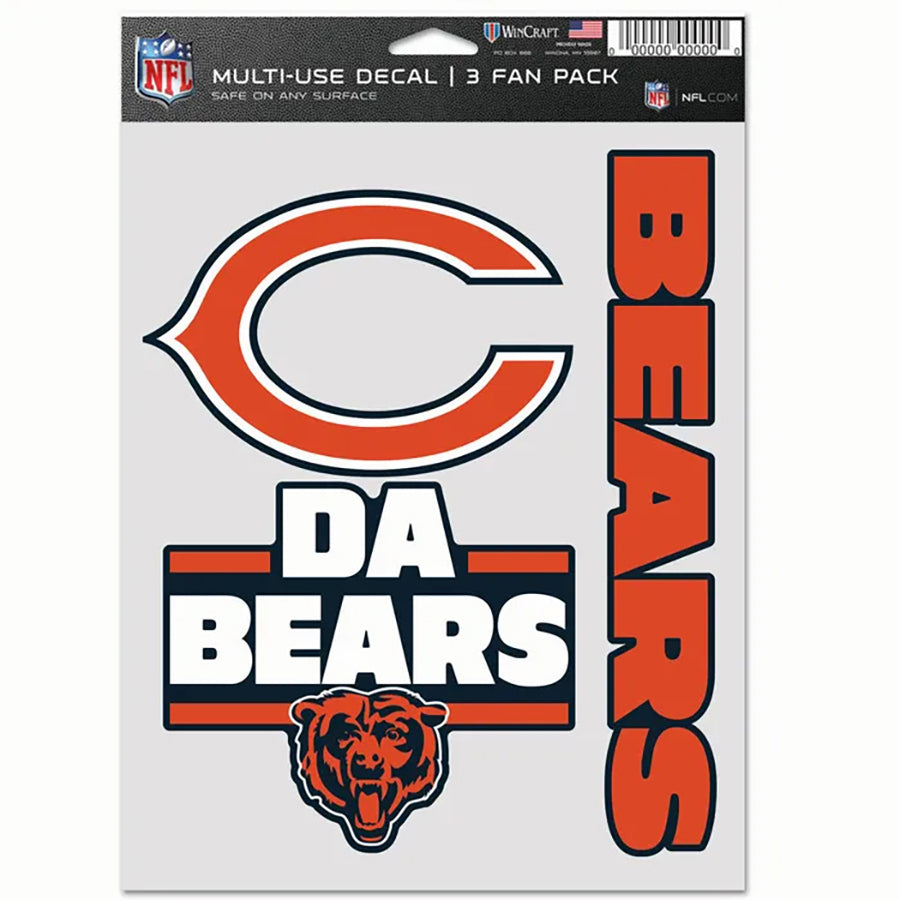 Chicago Bears Multi Use Decal | 3 Fan-Pack
