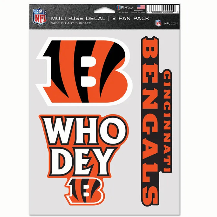 Cincinnati Bengals Multi Use Decal | 3 Fan-Pack