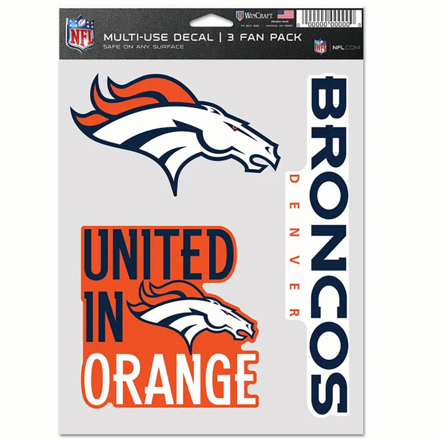 Denver Broncos Multi Use Decal | 3 Fan-Pack