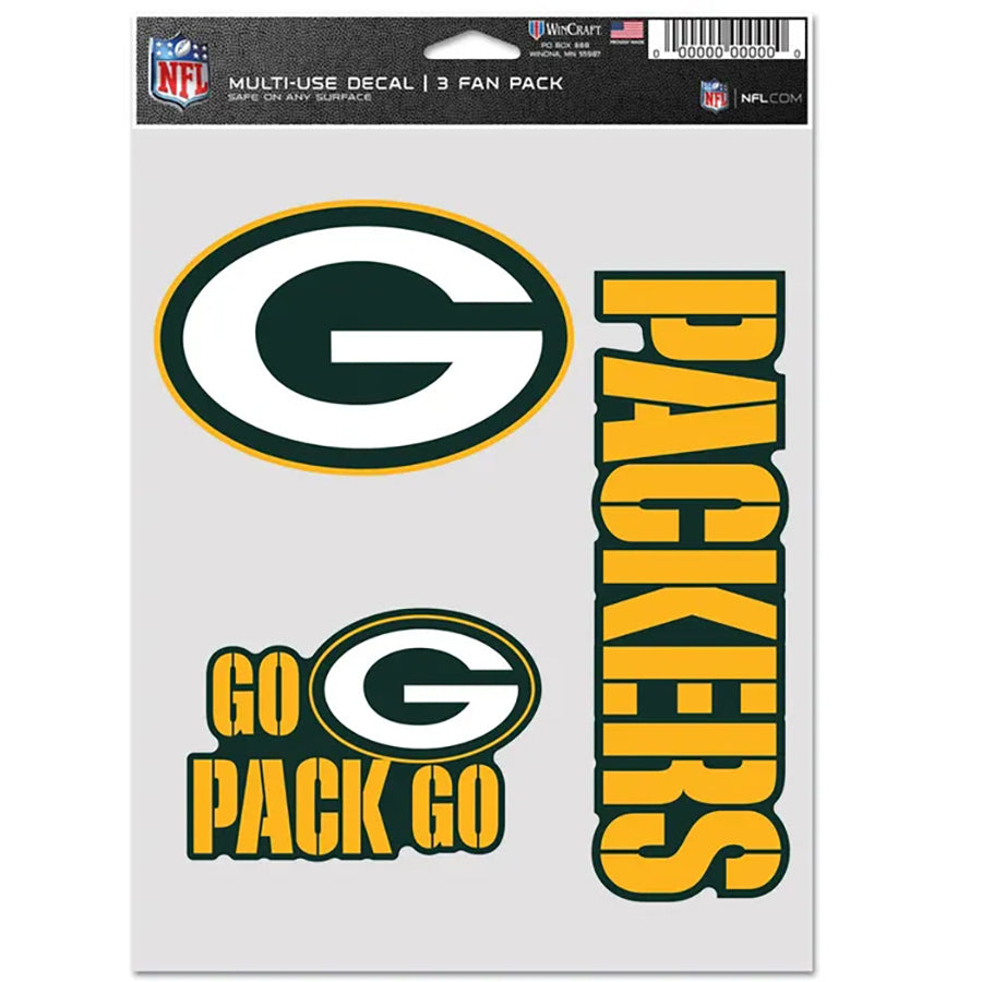Green Bay Packers Multi Use Decal | 3 Fan-Pack