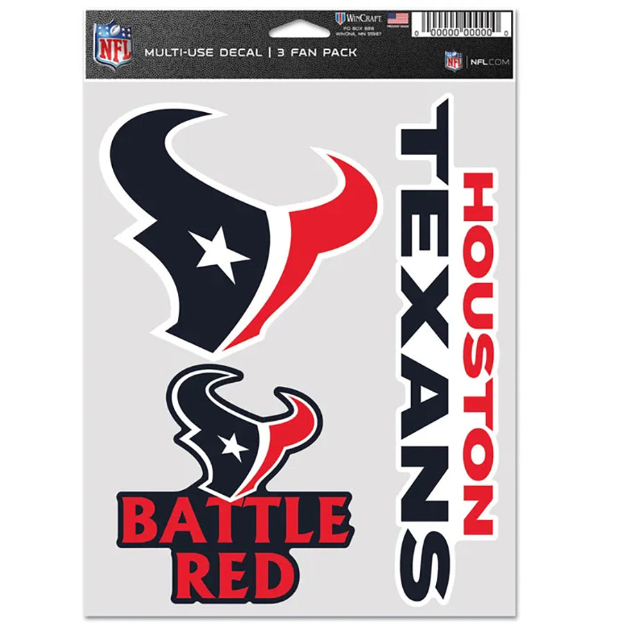 Houston Texans Multi Use Decal | 3 Fan-Pack
