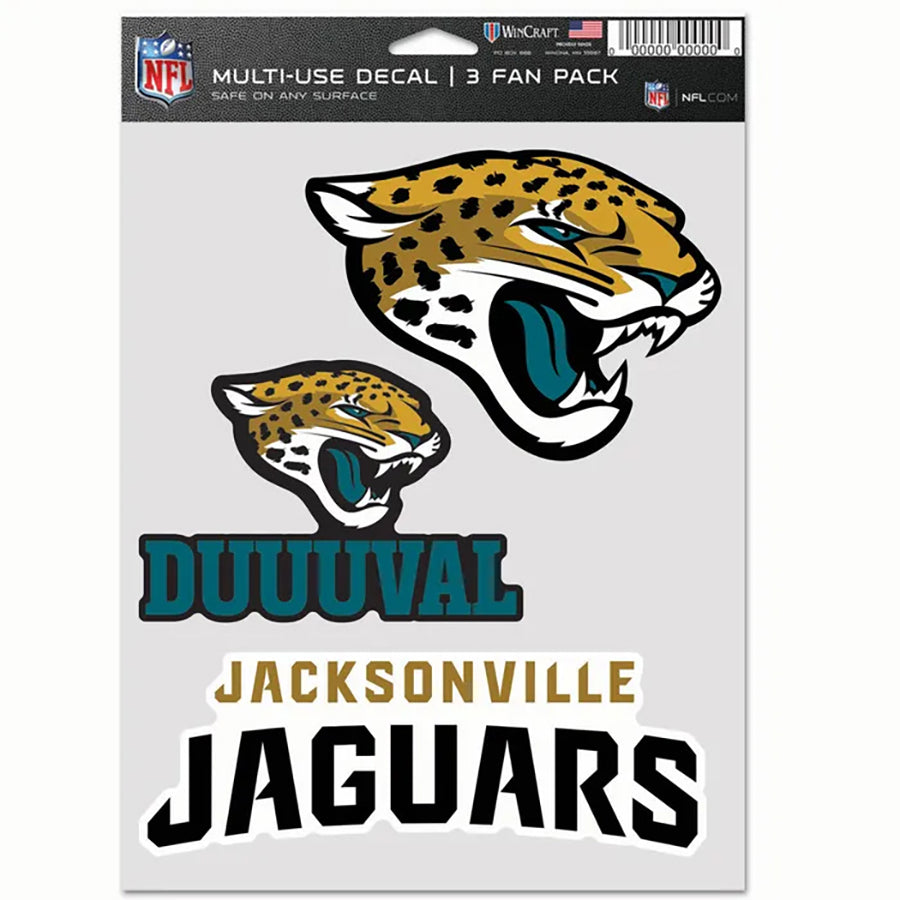 Jacksonville Jaguars Multi Use Decal | 3 Fan-Pack