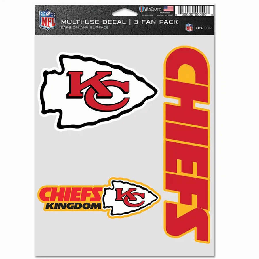 Kansas City Chiefs Multi Use Decal | 3 Fan-Pack