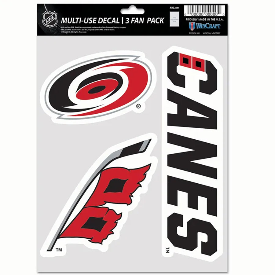 Carolina Hurricanes Multi Use Decal | 3 Fan-Pack