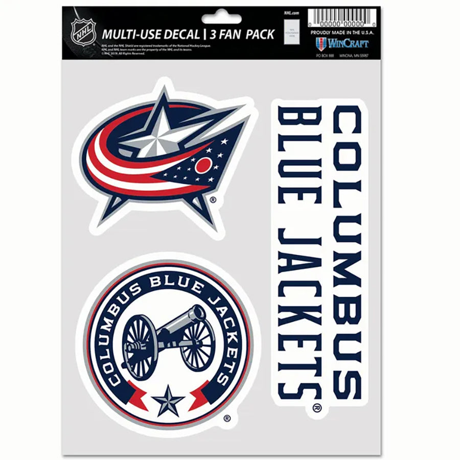 Columbus Blue Jackets Multi Use Decal | 3 Fan-Pack