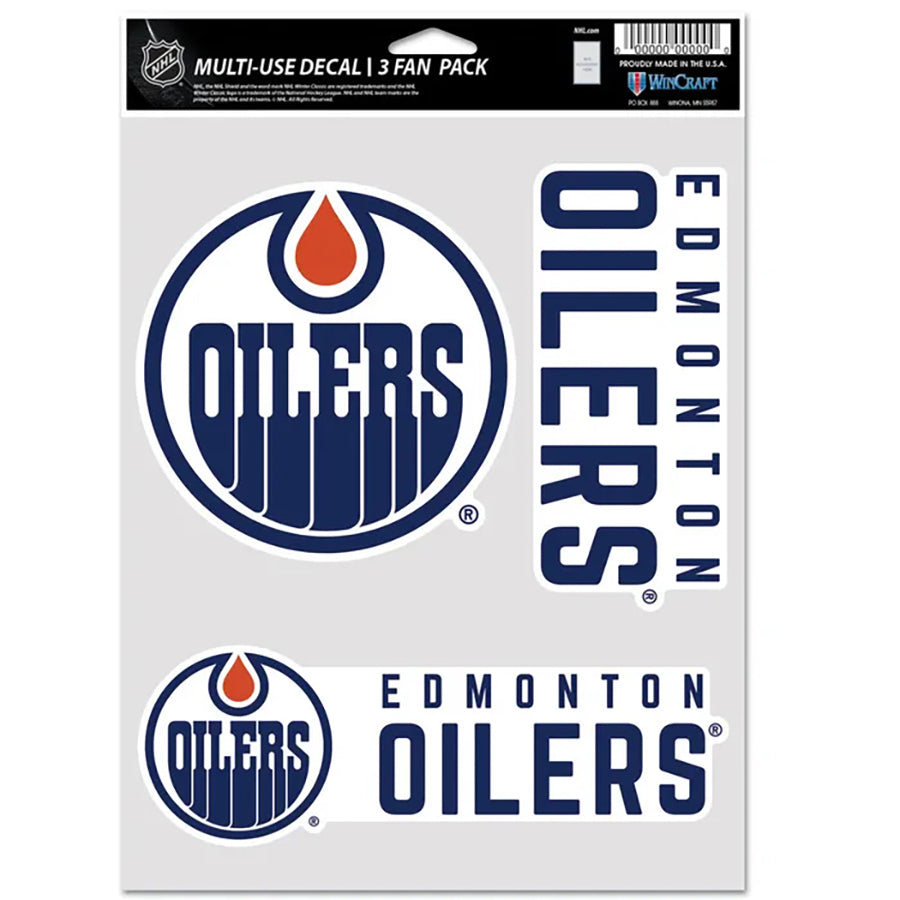Edmonton Oilers Multi Use Decal | 3 Fan-Pack