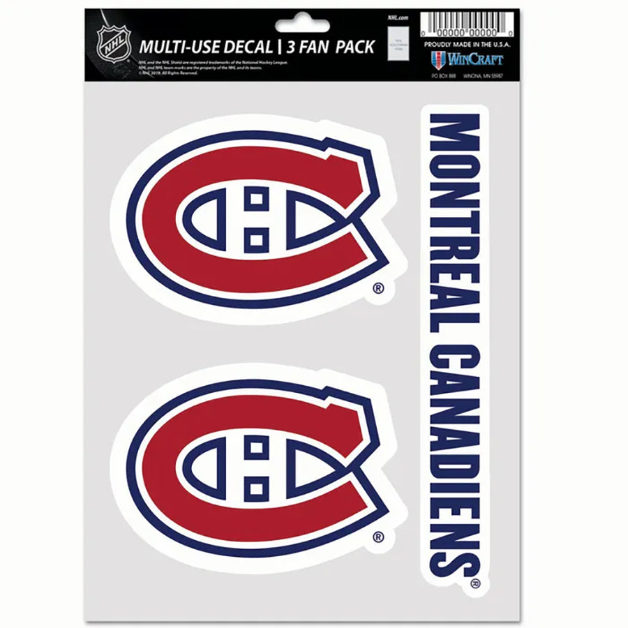 Montreal Canadiens Multi Use Decal | 3 Fan-Pack