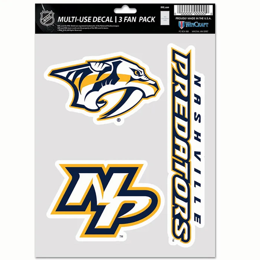 Nashville Predators Multi Use Decal | 3 Fan-Pack