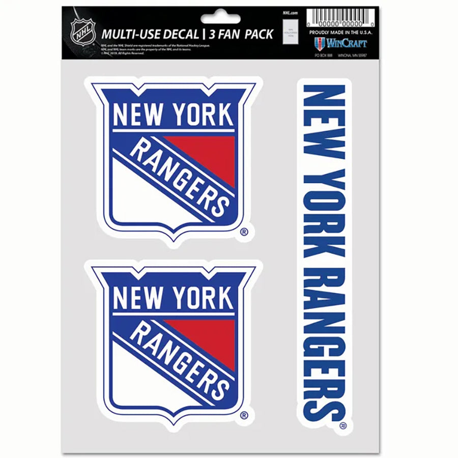 New York Rangers Multi Use Decal | 3 Fan-Pack