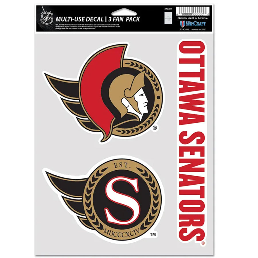 Ottawa Senators Multi Use Decal | 3 Fan-Pack