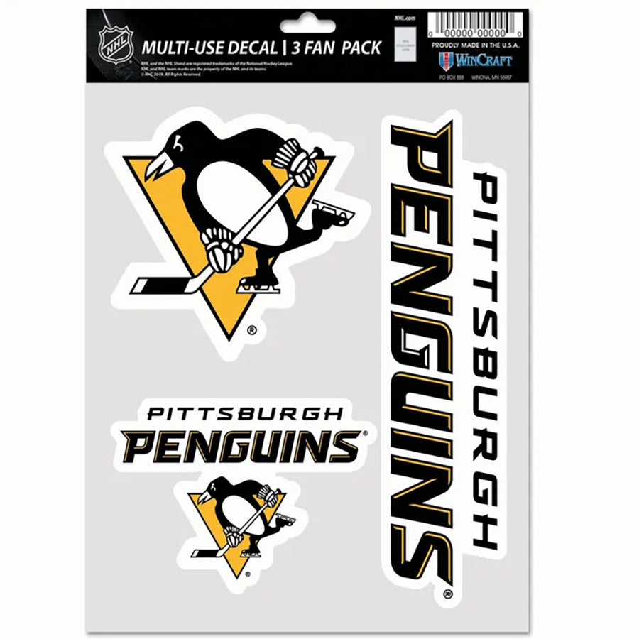Pittsburgh Penguins Multi Use Decal | 3 Fan-Pack
