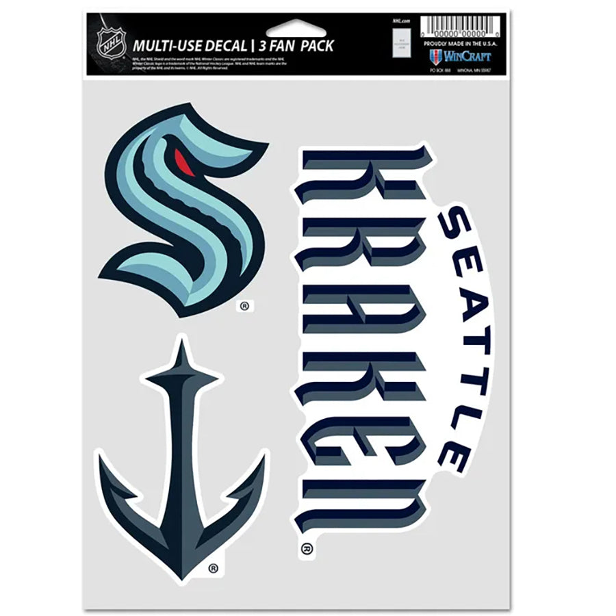 Seattle Kraken Multi Use Decal | 3 Fan-Pack