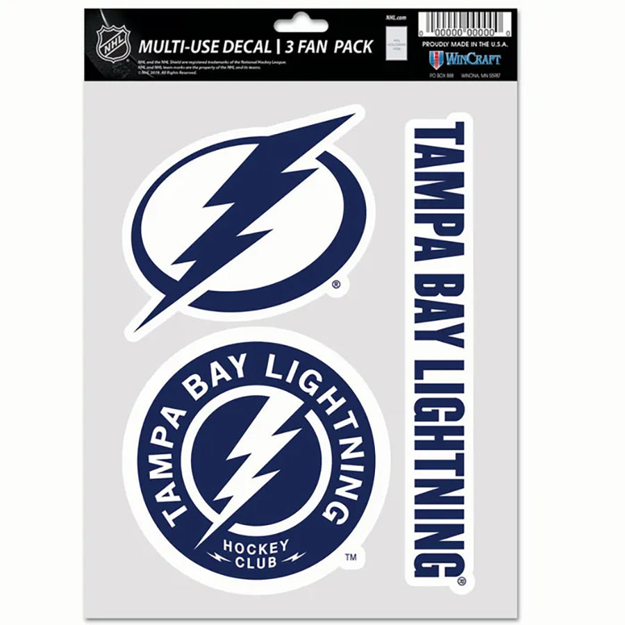 Tampa Bay Lightning Multi Use Decal | 3 Fan-Pack
