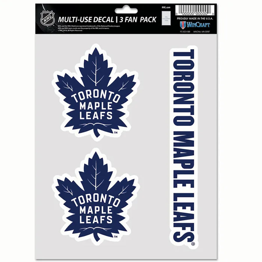 Toronto Maple Leafs Multi Use Decal | 3 Fan-Pack