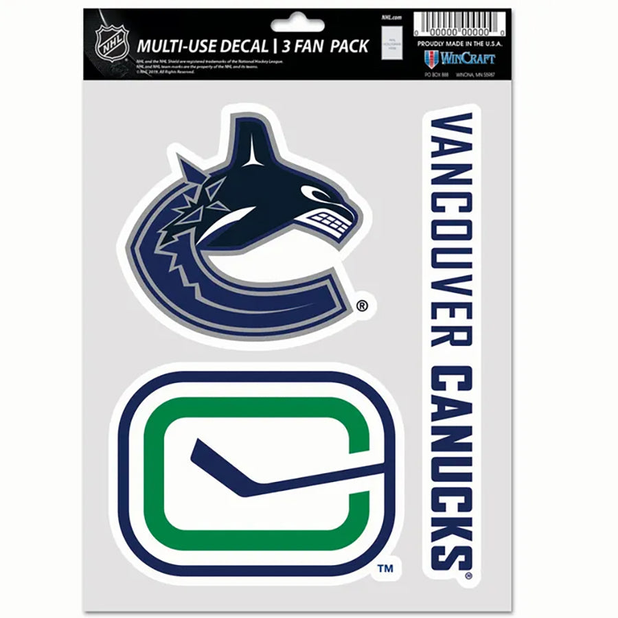 Vancouver Canucks Multi Use Decal | 3 Fan-Pack