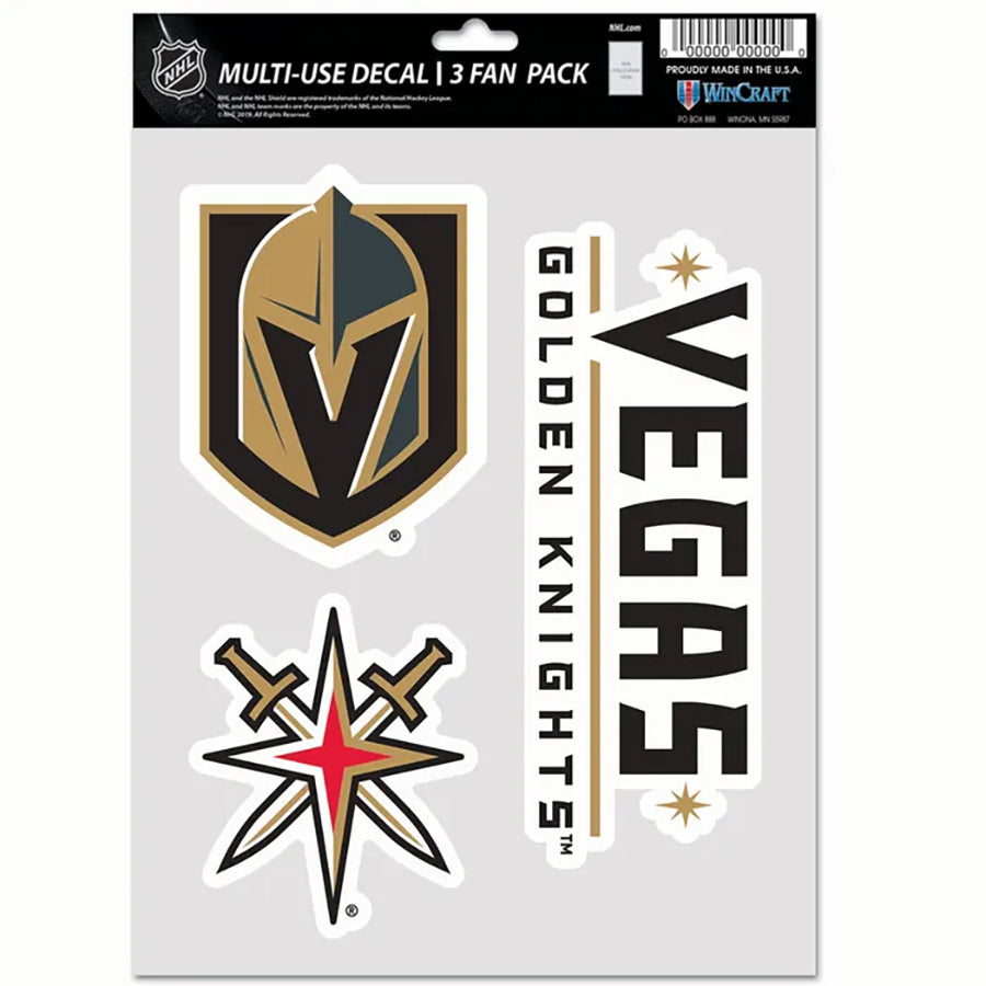 Vegas Golden Knights Multi Use Decal | 3 Fan-Pack