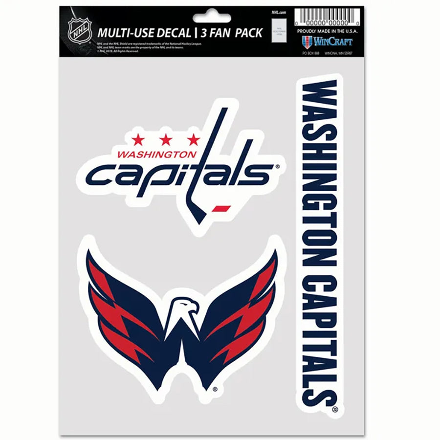 Washington Capitals Multi Use Decal | 3 Fan-Pack
